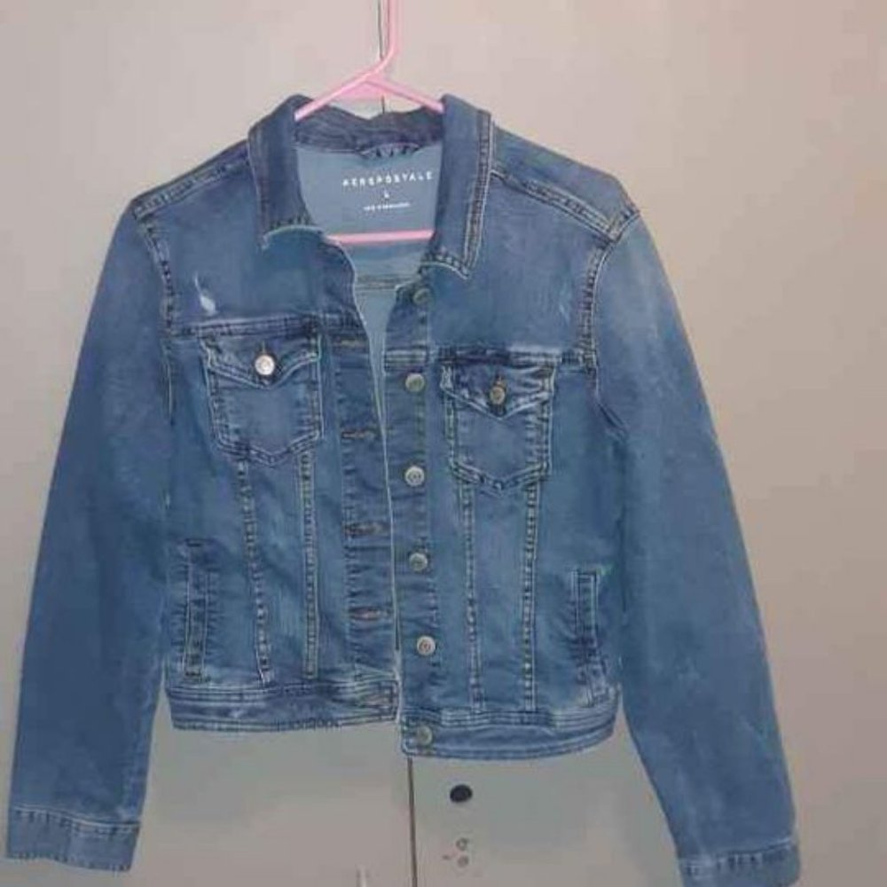 AEROPOSTLE BLUE JEAN DENIM JACKET LADIES SIZE LARGE